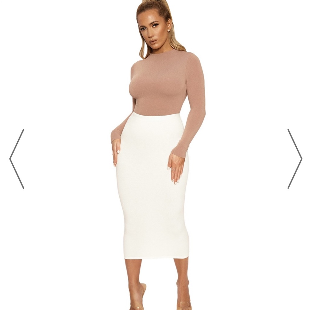 Naked Wardrobe white midi skirt